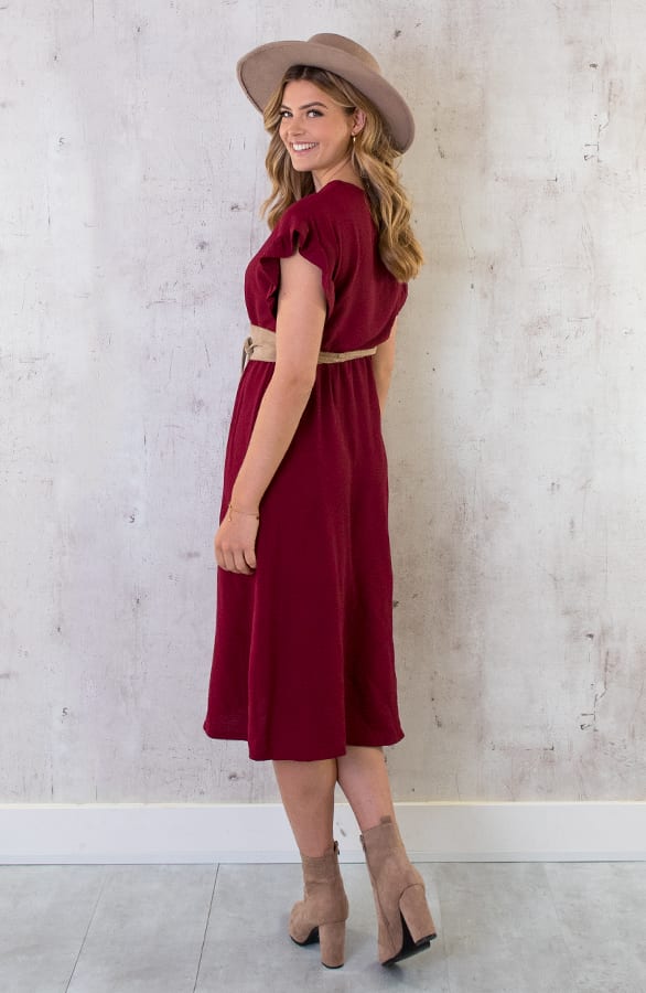 St. Tropez Jurk Midi Bordeaux 2.0 – shoparchief, foto 4