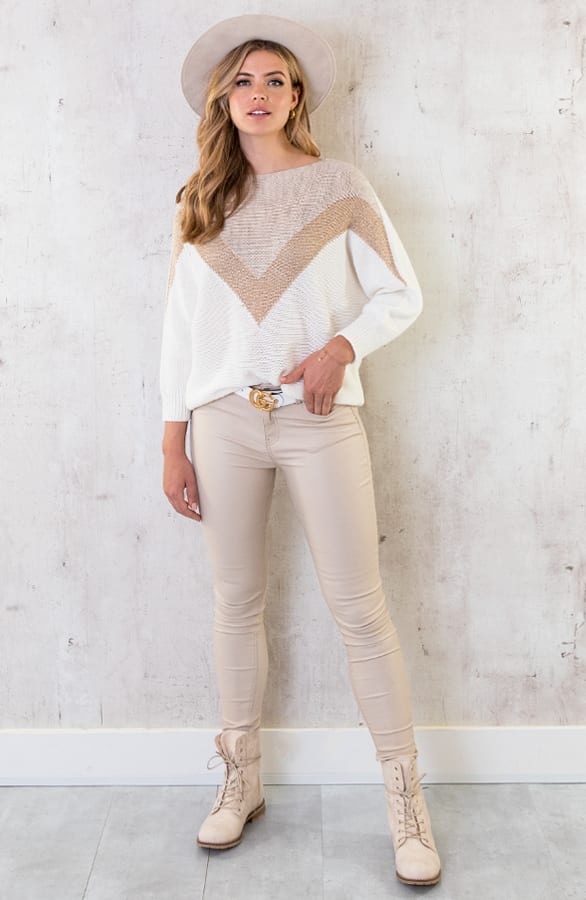 Trui Met V Patroon Ecru – shoparchief, foto 9