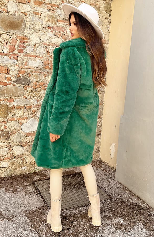 Ultra Faux Fur Jas Green – shoparchief, foto 6