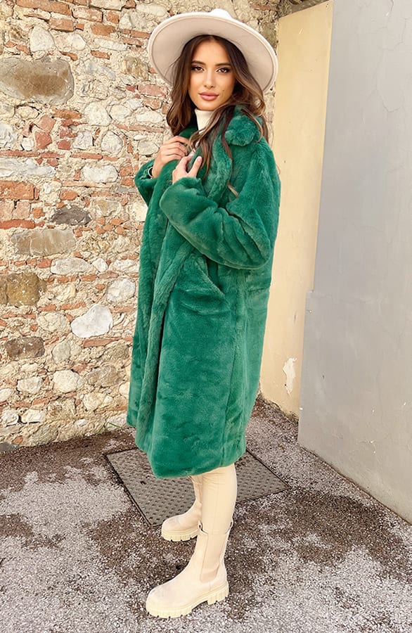 Ultra Faux Fur Jas Green – shoparchief, foto 5