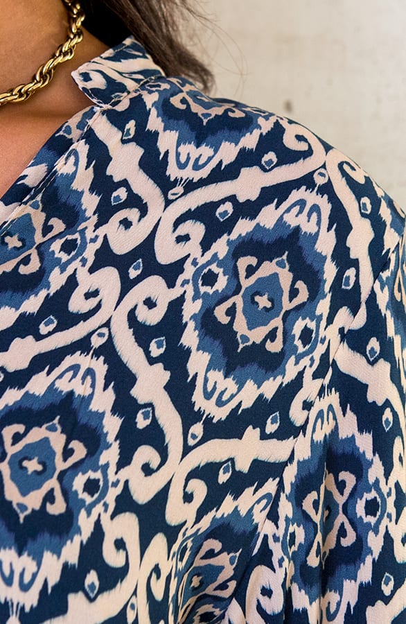 V-hals Print Blouse Blauw – shoparchief, foto 5