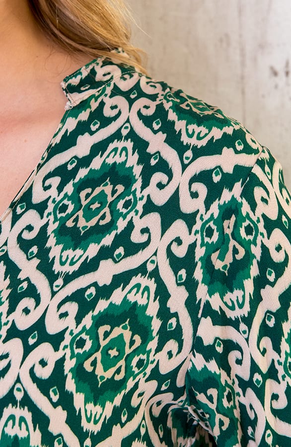 V-hals Print Blouse Groen – shoparchief, foto 4