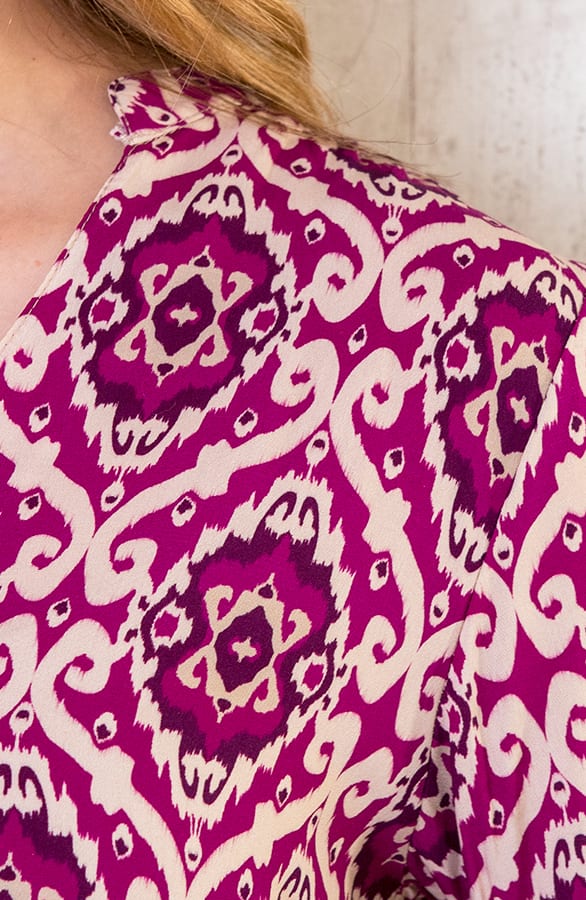 V-hals Print Blouse Magenta – shoparchief, foto 6