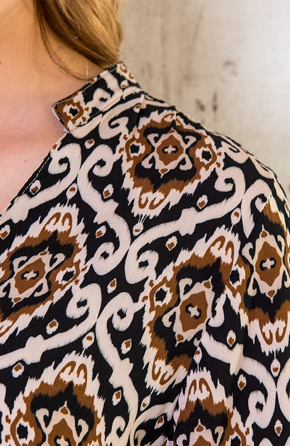 V-hals Print Blouse Zwart – shoparchief, foto 6
