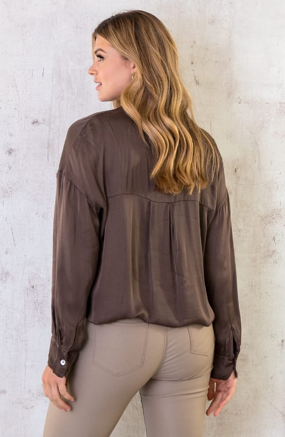 Zijden Knopen Blouse Choco – shoparchief, foto 6