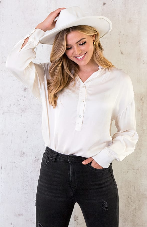 Zijden Knopen Blouse Ecru – shoparchief, foto 4