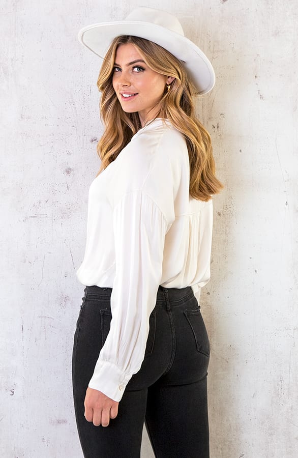 Zijden Knopen Blouse Ecru – shoparchief, foto 6