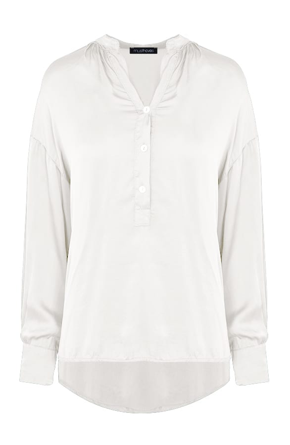 Zijden Knopen Blouse Ecru – shoparchief, foto 1