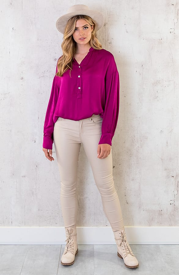 Zijden Knopen Blouse Magenta – shoparchief, foto 7