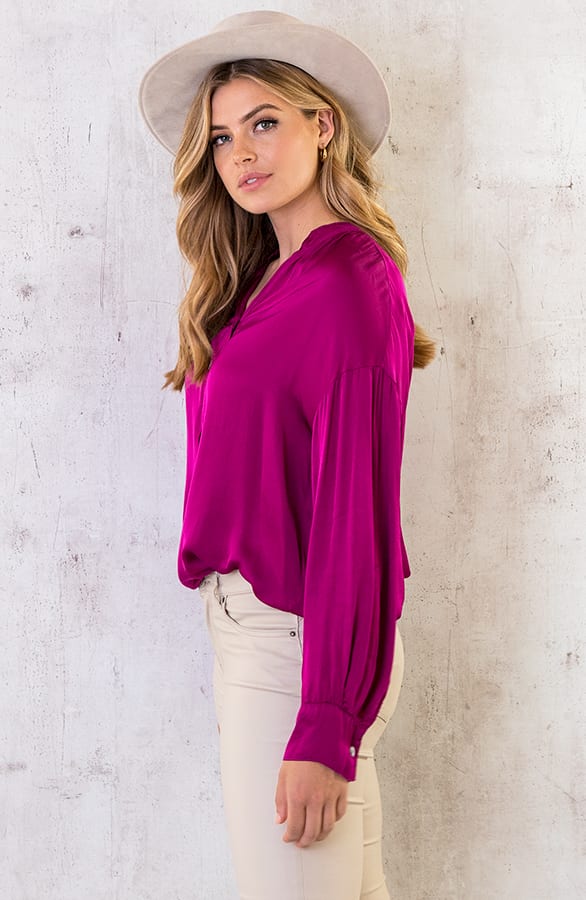 Zijden Knopen Blouse Magenta – shoparchief, foto 4