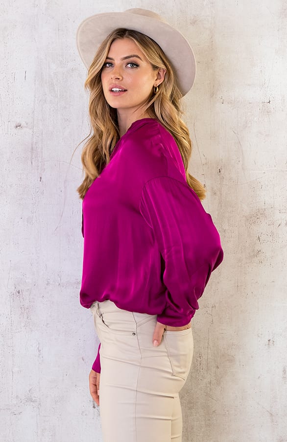 Zijden Knopen Blouse Magenta – shoparchief, foto 5