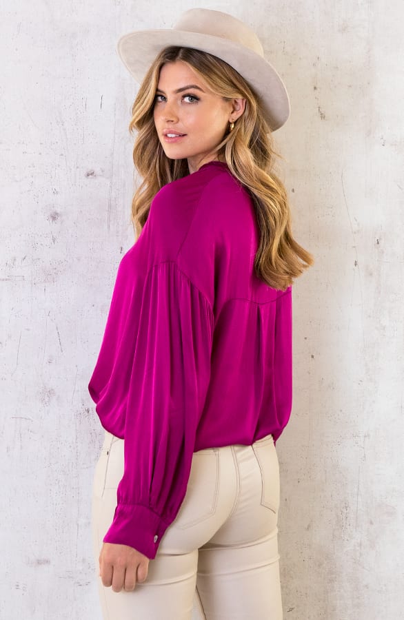 Zijden Knopen Blouse Magenta – shoparchief, foto 6