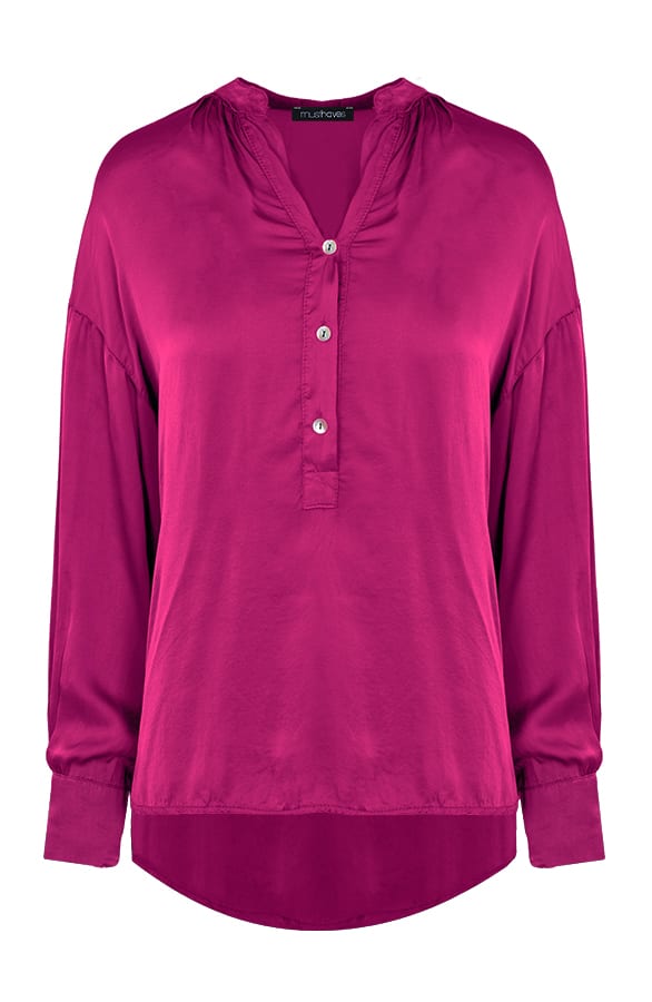 Zijden Knopen Blouse Magenta – shoparchief, foto 1
