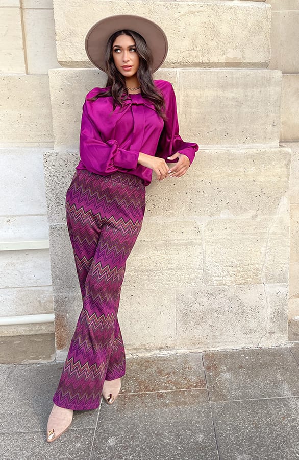 Zijden Strik Blouse Magenta – shoparchief, foto 4
