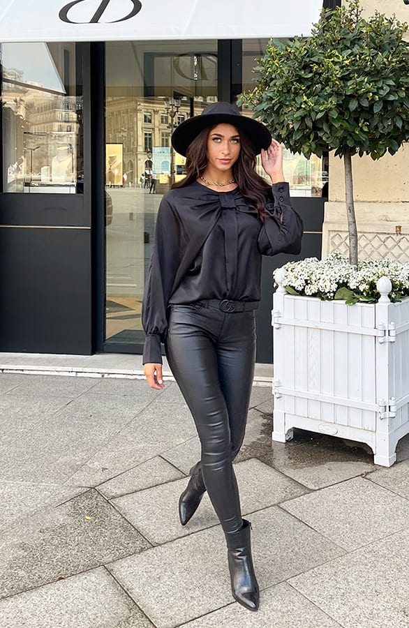 Zijden Strik Blouse Zwart – shoparchief, foto 6