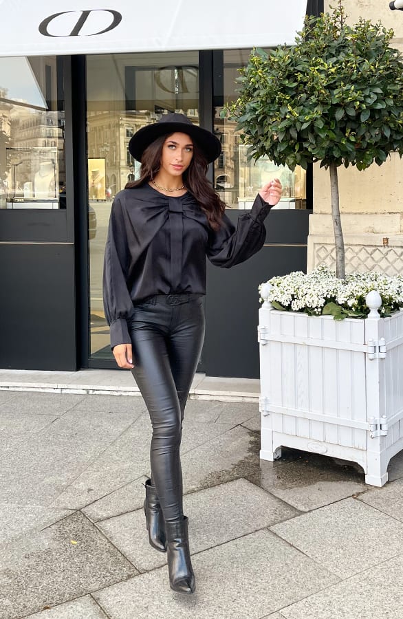 Zijden Strik Blouse Zwart – shoparchief, foto 7