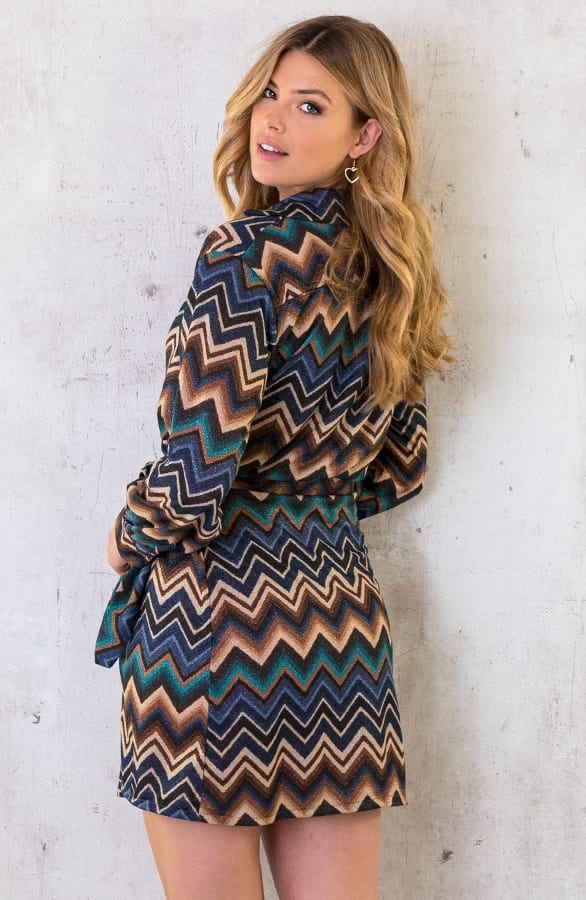 Aztec Overslag Strik Jurk Blauw – shoparchief, foto 5