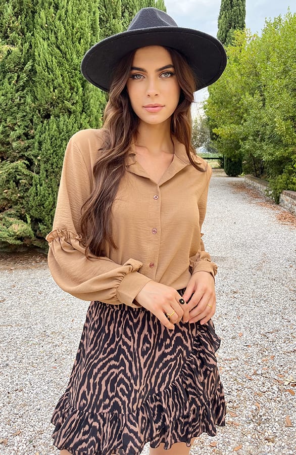 Bluse Mit Rüschenärmel Camel, Shoparchiv, Foto 4