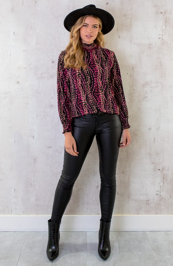 Col Blouse Dots Print Magenta – shoparchief, foto 8