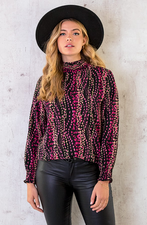 Col Blouse Dots Print Magenta – shoparchief, foto 1