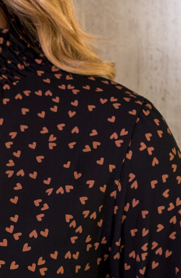 Col Blouse Hartjes Zwart Cognac – shoparchief, foto 8