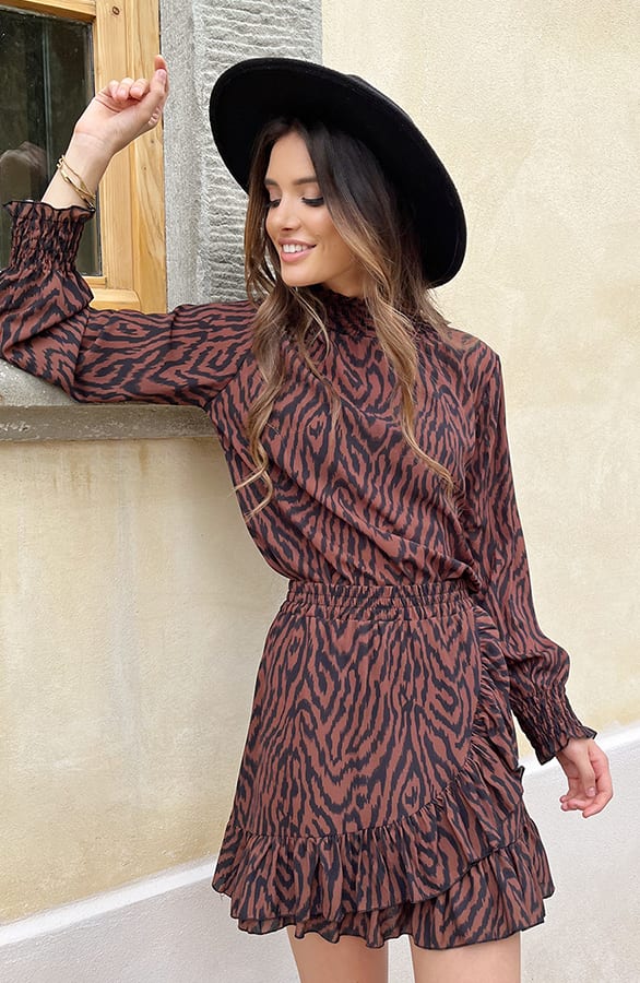 Overslag Zebra Skirt Bruin – shoparchief, foto 3