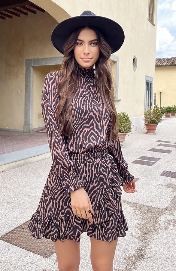 Col Blouse Zebra Camel – shoparchief, foto 11