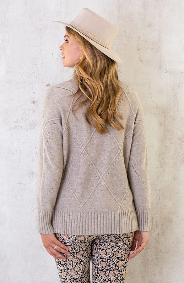 Col Trui Met Ruit Patroon Beige – shoparchief, foto 5