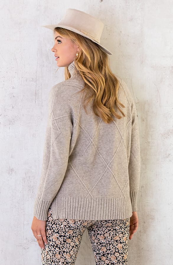Col Trui Met Ruit Patroon Beige – shoparchief, foto 4