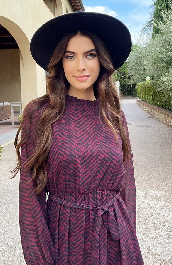 Exclusive Print Dress Bordeaux – shoparchief, foto 10