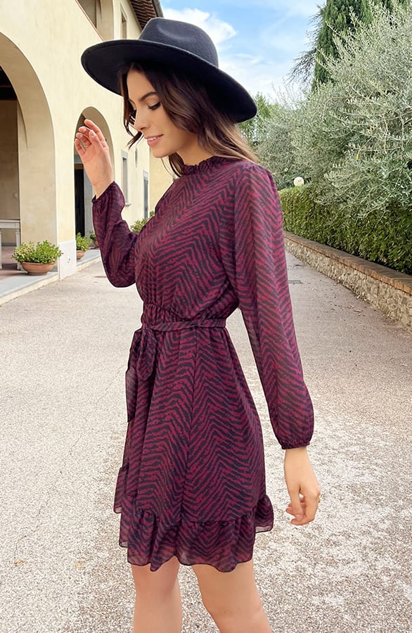 Exclusive Print Dress Bordeaux – shoparchief, foto 5