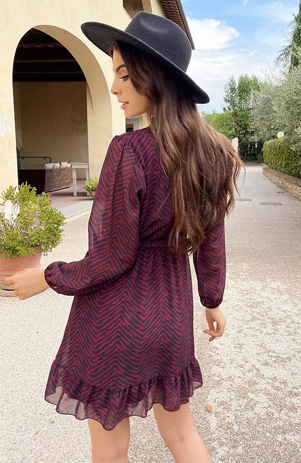Exclusive Print Dress Bordeaux – shoparchief, foto 6