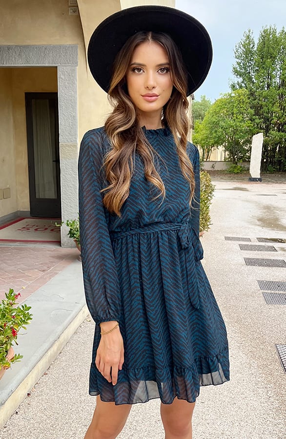 Exclusive Print Dress Petrol – shoparchief, foto 1