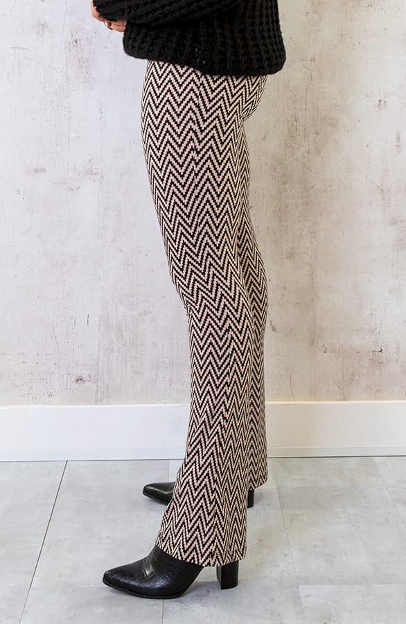 Flared Broek Zigzag Beige – shoparchief, foto 3