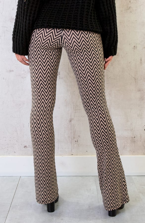 Flared Broek Zigzag Beige – shoparchief, foto 4