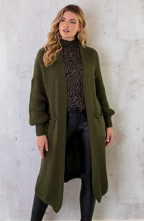 Gebreid Vest Met Zakken Army – shoparchief, foto 1