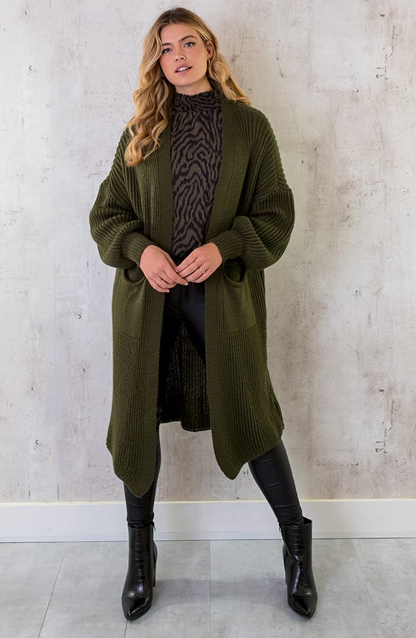 Gebreid Vest Met Zakken Army – shoparchief, foto 4
