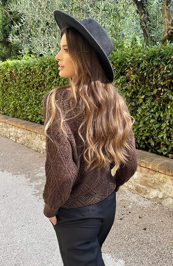 Gehaakte Lurex Top Longsleeve Choco – shoparchief, foto 3