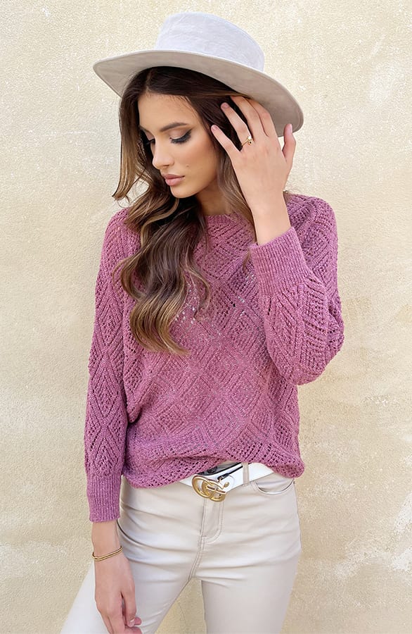 Gehaakte Lurex Top Longsleeve Roze – shoparchief, foto 9