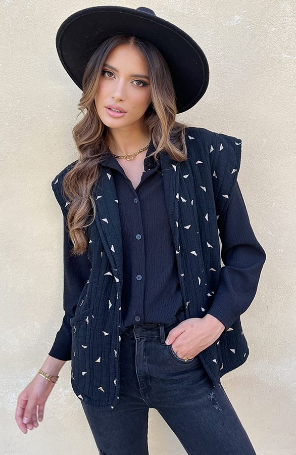 Gilet Gouden Detail Zwart – shoparchief, foto 3
