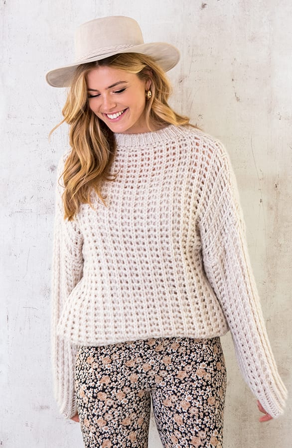 Grofgebreide Oversized Trui Beige – shoparchief, foto 3