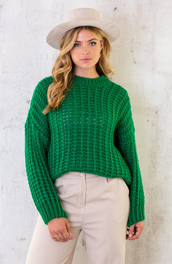 Grofgebreide Oversized Trui Bright Green – shoparchief, foto 2