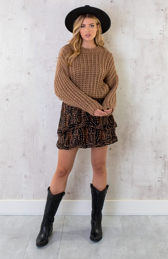 Grofgebreide Oversized Trui Camel – shoparchief, foto 7