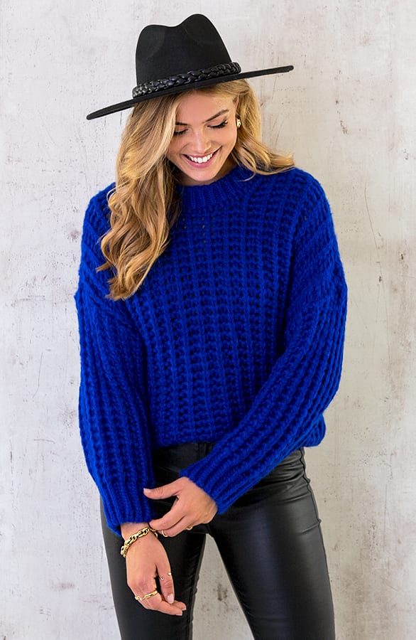 Grofgebreide Oversized Trui Kobalt – shoparchief, foto 2