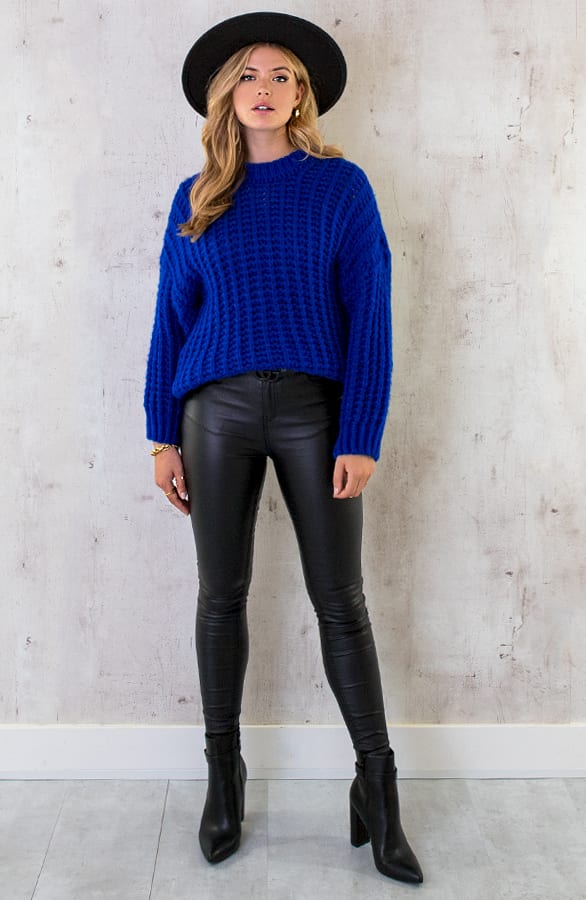 Grofgebreide Oversized Trui Kobalt – shoparchief, foto 8