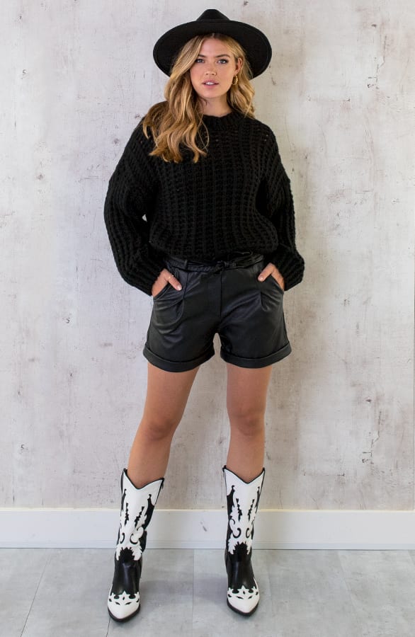 Grofgebreide Oversized Trui Zwart – shoparchief, foto 7