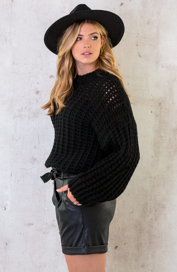 Grofgebreide Oversized Trui Zwart – shoparchief, foto 4