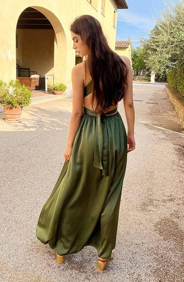 Halter Satin Dress Army – shoparchief, foto 5
