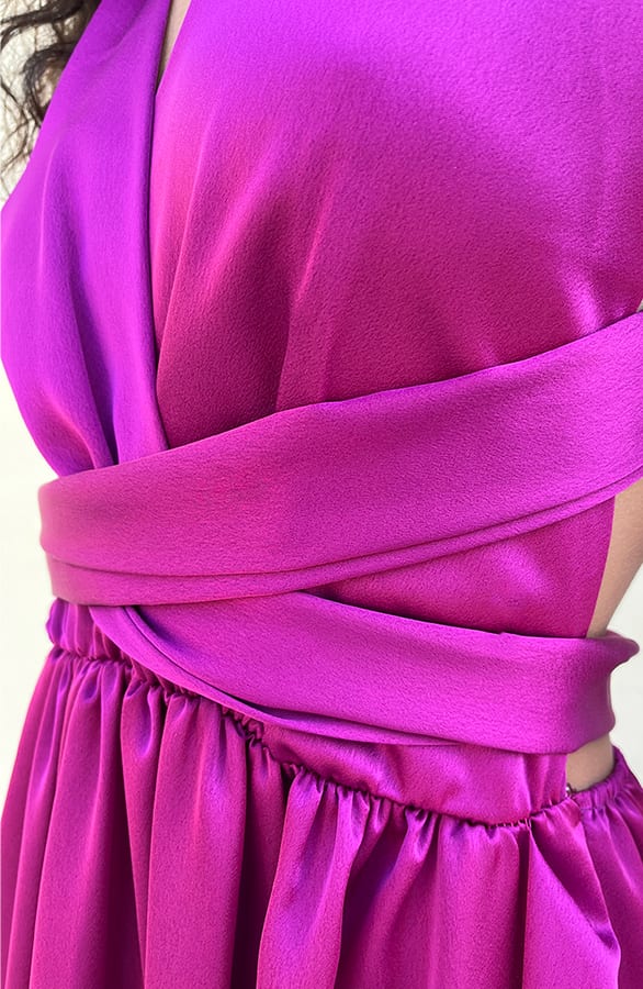 Halter Satin Dress Magenta – shoparchief, foto 7