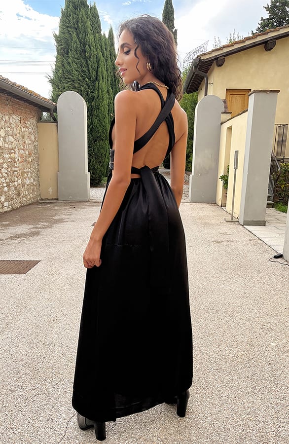 Halter Satin Dress Zwart – shoparchief, foto 1